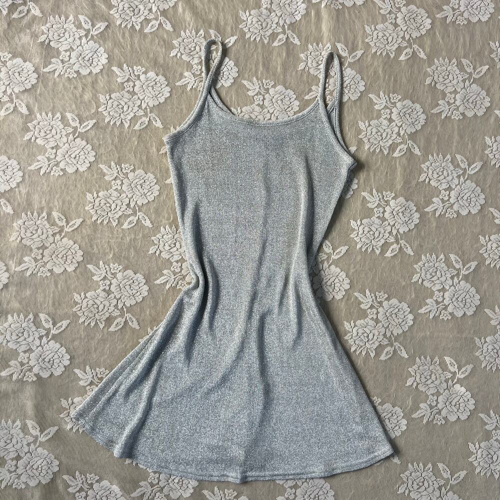Vintage Trial & Era Silver Metallic Mini Dress